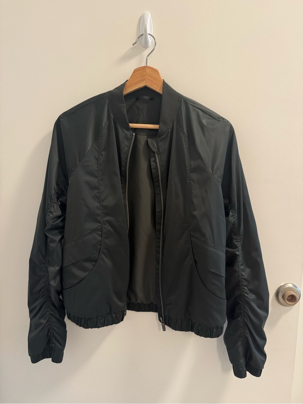 lululemon athletica dark green crop Bomber Jacket